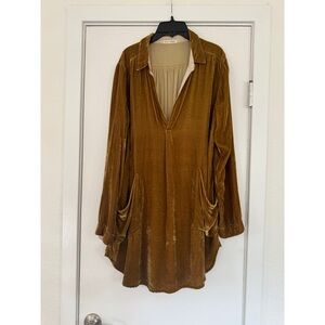 Free People Gold Velvet Tunic